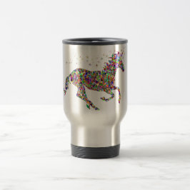 Taza De Viaje Unicornio geométrico colorido