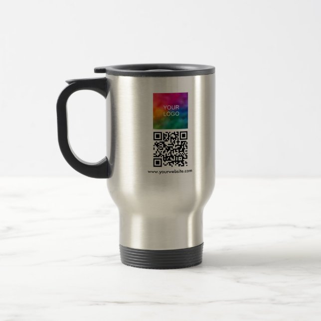 Taza De Viaje Upload Logo Here Custom QR Code Modern Elegant (Izquierda)