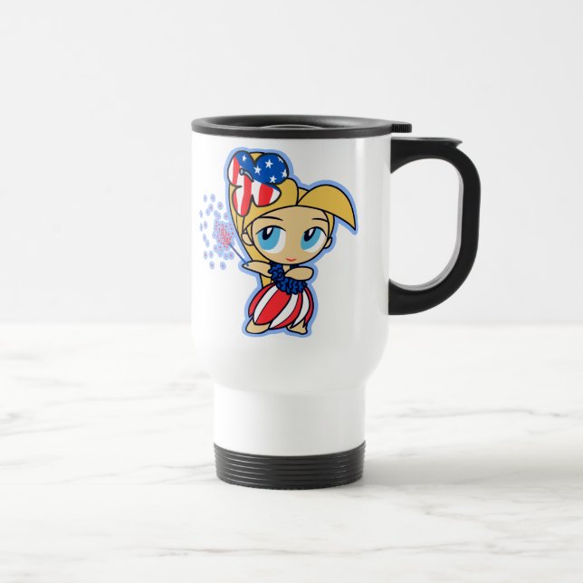 Taza De Viaje USAHula-blond, USAHulaBFirecracker Hula Chica Mugs (Derecha)