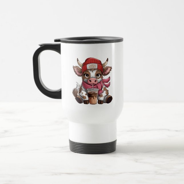 Taza De Viaje Vaca adicta al café (Izquierda)
