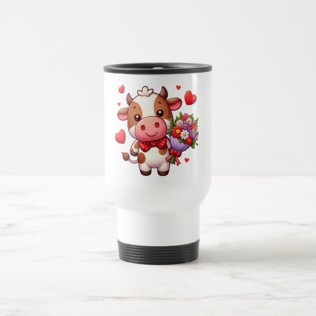 Taza De Viaje Vaca El día de San Valentín (Centro)