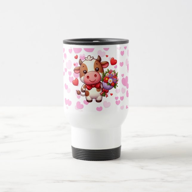 Taza De Viaje Vaca El día de San Valentín (Centro)