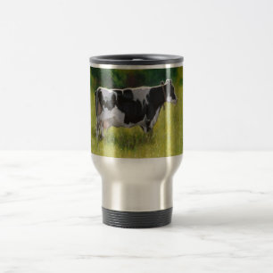 Taza De Viaje Vaca lechera de Holstein: Pintura en colores