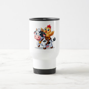 Taza De Viaje vaca/pollo personalizado lindo