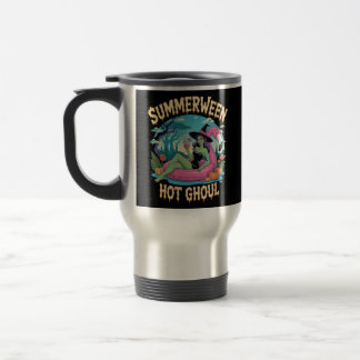 Taza De Viaje Vacaciones de Vibraciones de Bruja en Veranoween