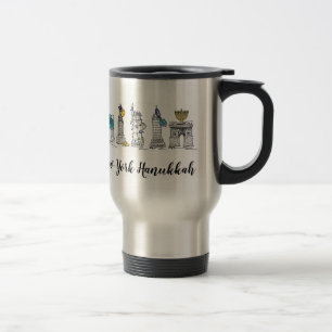 Taza De Viaje Vacaciones judías de Hanukkah NYC Chanukah en Nuev