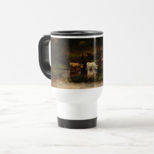 Taza De Viaje Vacas En Corriente Cerca De Árboles - Edward Banis
