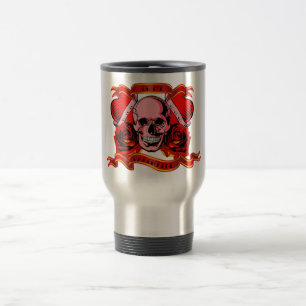 Taza De Viaje Valentine Tattoo Skull Hearts