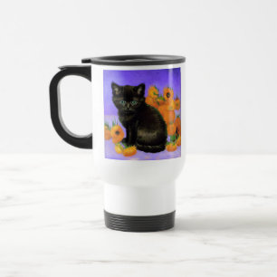 Taza De Viaje Van Gogh Black Kitten con girasoles