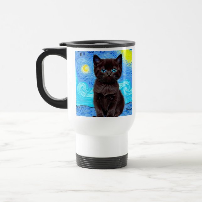 Taza De Viaje Van Gogh Starry Night Black Cat (Izquierda)