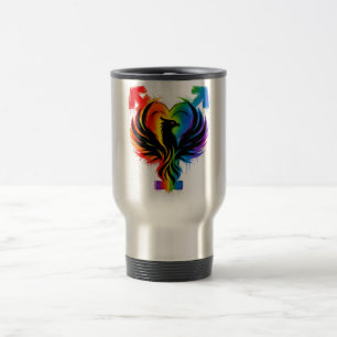 Taza De Viaje Vaso de viaje Corazón de Fénix Arcoíris