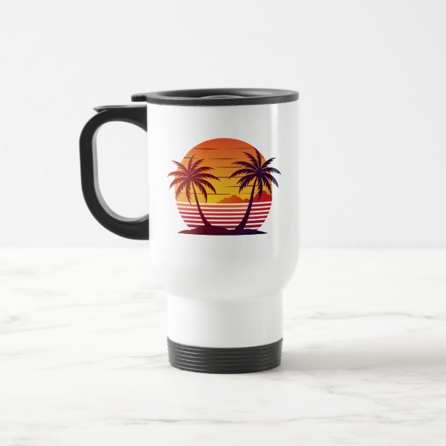 Taza De Viaje Vector atardecer con palmeras (Izquierda)