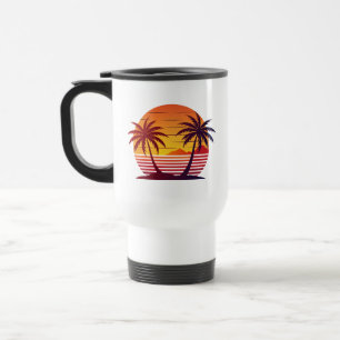 Taza De Viaje Vector atardecer con palmeras