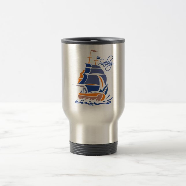 Taza De Viaje Vela de barro, personalizable - elegir estilo y co (Centro)