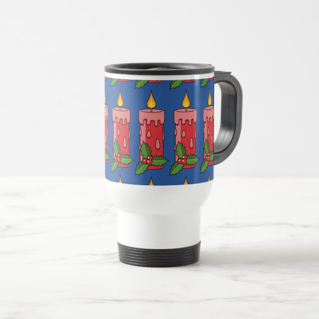 Taza De Viaje Velas del pilar rojo navidad con Holly (Anverso derecho)