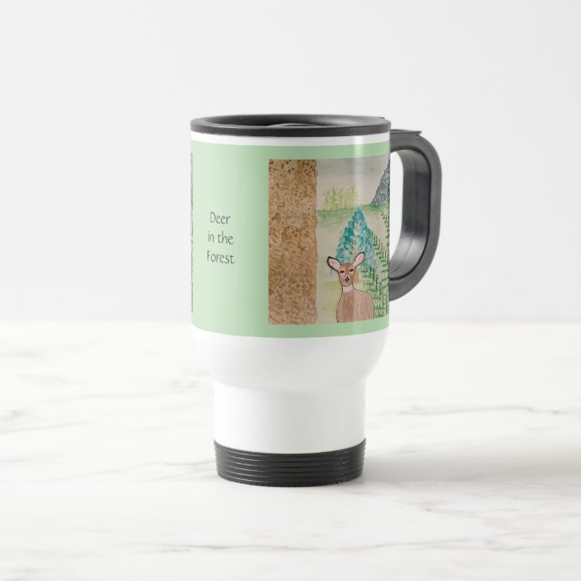 Taza De Viaje Venado en el bosque verde pálido (Anverso derecho)