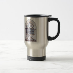 Taza De Viaje Ventana de vidrio manchado de león alado de San Ma