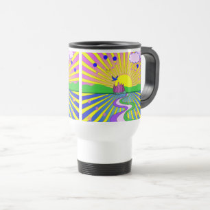 Taza De Viaje Verano de amor Groovy Psicodelic años 70