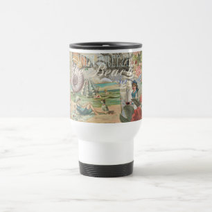 Taza De Viaje verano playa vintage pulpo antigüedades vela