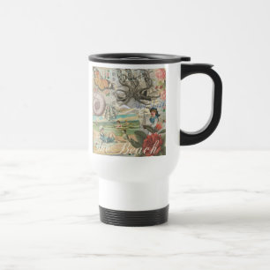 Taza De Viaje verano playa vintage pulpo antigüedades vela