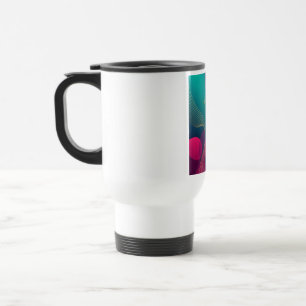 Taza De Viaje Verde Acuamarina Y Fuchsina Moderno Abstracto Con