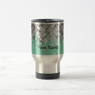 Taza De Viaje Verde de menta pálido y falso purpurina personaliz