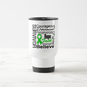 Taza De Viaje Verde del collage del superviviente del cáncer de