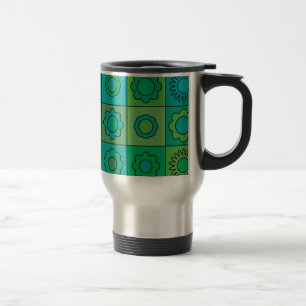 Taza De Viaje Verde y estampado de plores del Hippie de la