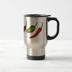 Taza De Viaje Verduras de Chili Caliente Verde Rojo Pepper Japap