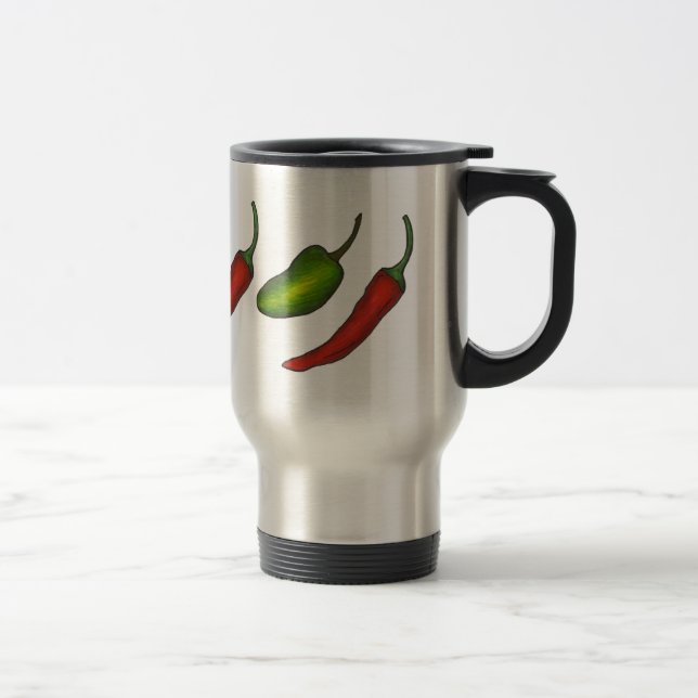 Taza De Viaje Verduras de Chili Caliente Verde Rojo Pepper Japap (Derecha)