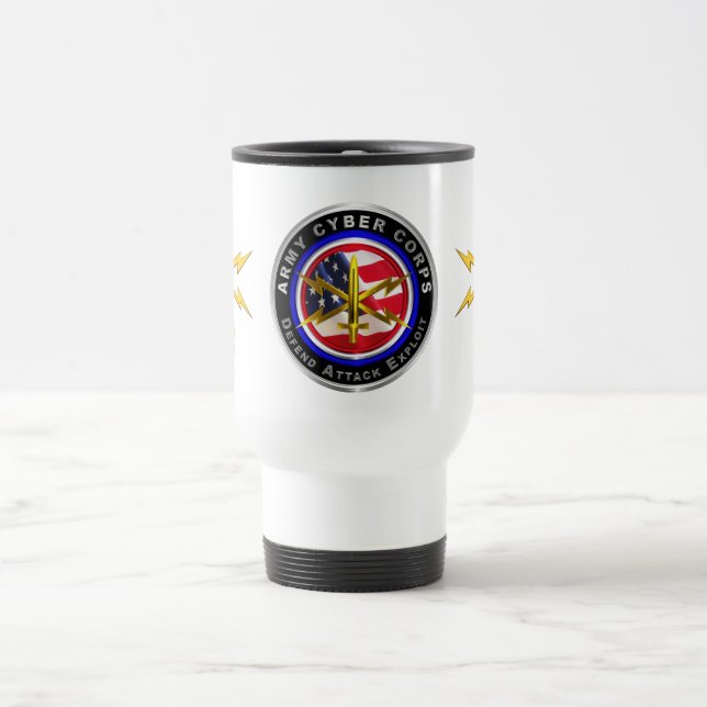 Taza De Viaje Veterano del Cuerpo Cibernético del Ejército (Centro)