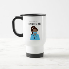 Taza De Viaje Viaje de enfermera: Personalizable Brunette Nurse 