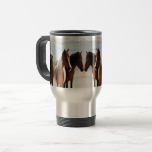 Taza De Viaje Viaje de los caballos de la playa/taza del viajero