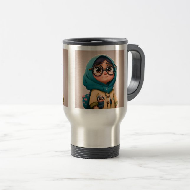 Taza De Viaje Viaje/Mug de viajero por Chica hijab, 15 oz (Anverso derecho)