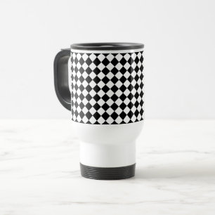 Taza De Viaje Viajero con patrón de chevron negro y blanco sólid