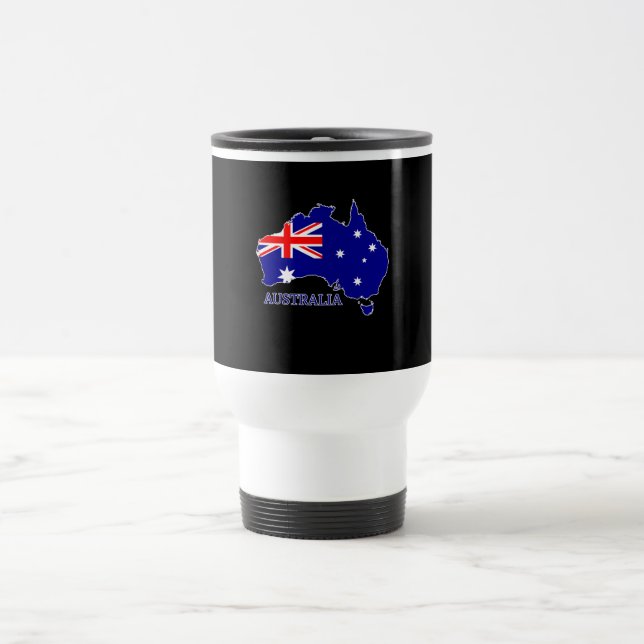 Taza De Viaje Viajes de mapas de bandera australiana (Centro)