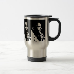 Taza De Viaje Viajes de perfil blanco y negro de Barack Obama
