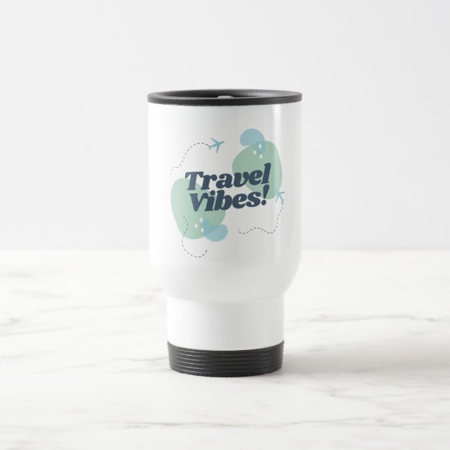 Taza De Viaje Vibes de viajes azules y verdes/Mug de desplazamie (Centro)