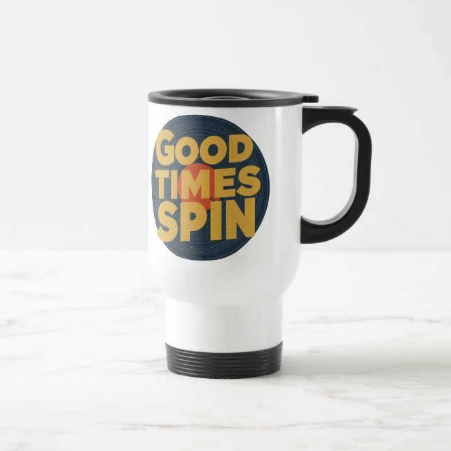 Taza De Viaje Vibes de vinilo clásicas | Diseño Retro Music Love (Derecha)
