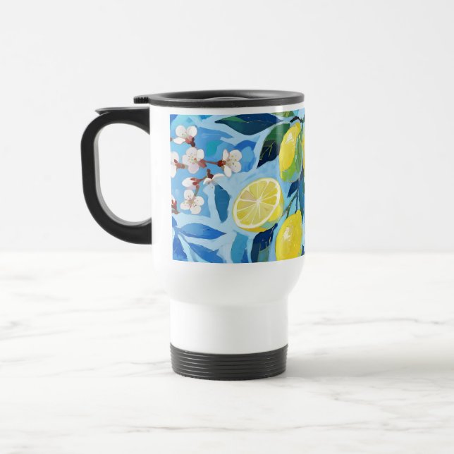 Taza De Viaje Vibrant art of blue lemon flowers (Izquierda)