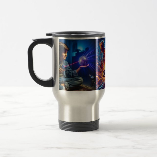 Taza De Viaje Vibrante fantasía arte digital para toallas de téM (Izquierda)