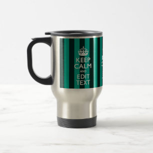 Taza De Viaje Vibrante Mantén Tranquilo Tu Texto Bandas Turquesa