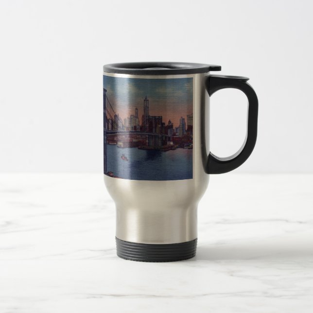 Taza De Viaje Vintage Brooklyn Bridge (Derecha)