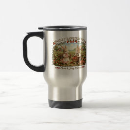 Taza De Viaje Vintage Bunny Strawberry Field Cottagecore Illustr
