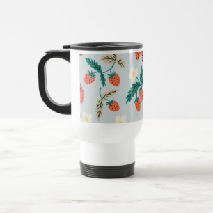 Taza De Viaje Vintage Cottagecore Strawberry Pattern