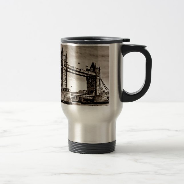 Taza De Viaje Vintage Sepia London Tower Bridge (Derecha)