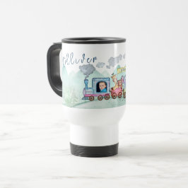 Taza De Viaje Vintage Train Transport Birday Watercolor foto