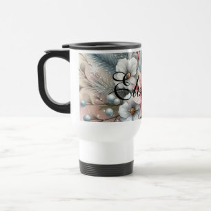 Taza De Viaje Vintage Watercolor Navidades Floral y Ornamentos