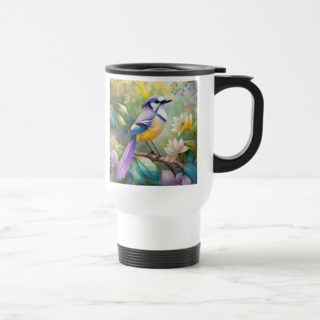 Taza De Viaje Violet Tufted Jay Fantasy Bird (Derecha)