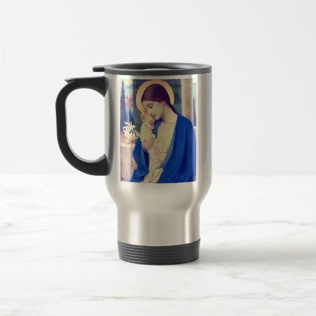 Taza De Viaje Virgen María y Niño de Marianne Stokes (Izquierda)